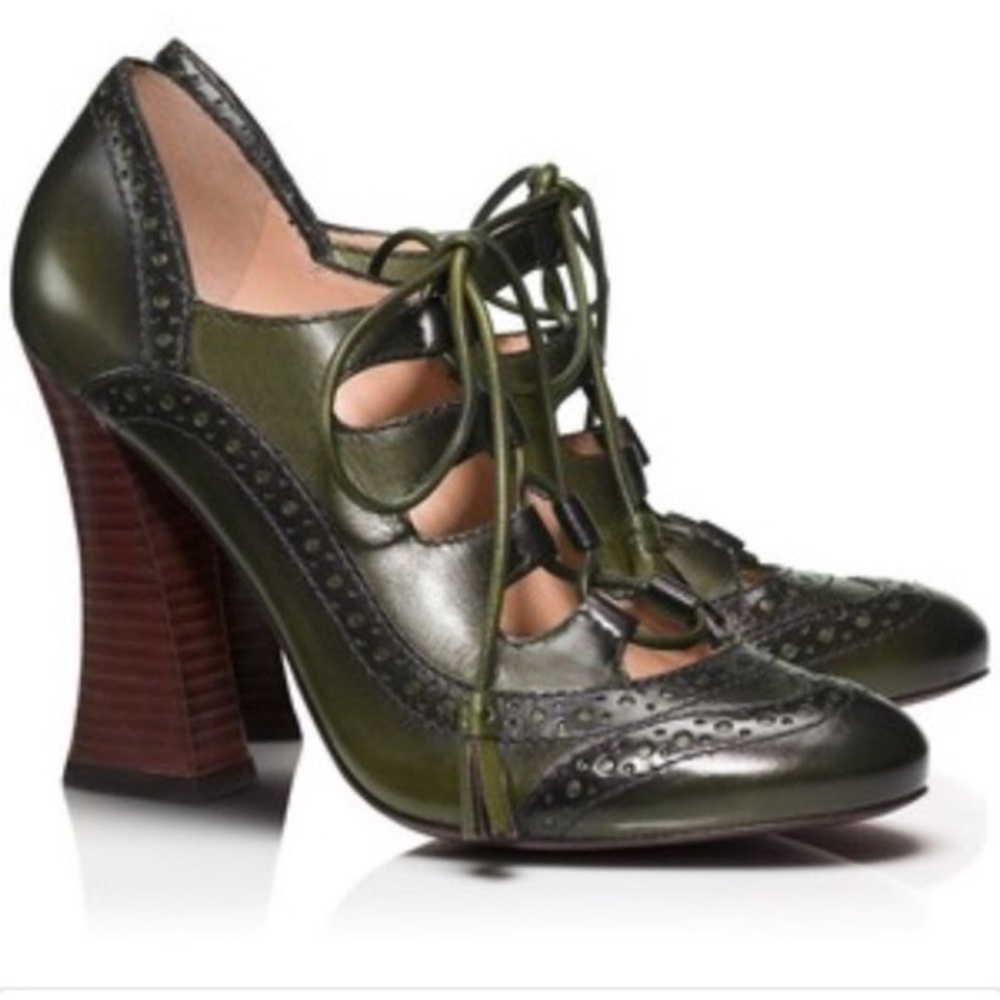 Tory Burch Lace Up Astrid Oxford Heels sz 7.5